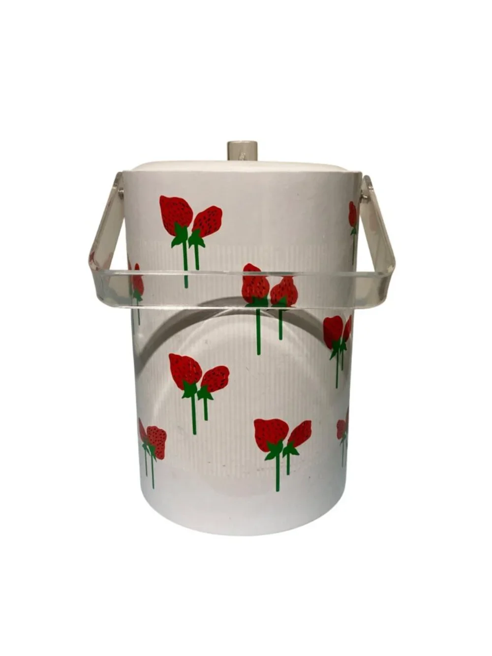Vintage David Davir Strawberry Vinyl And Lucite Ice Bucket
